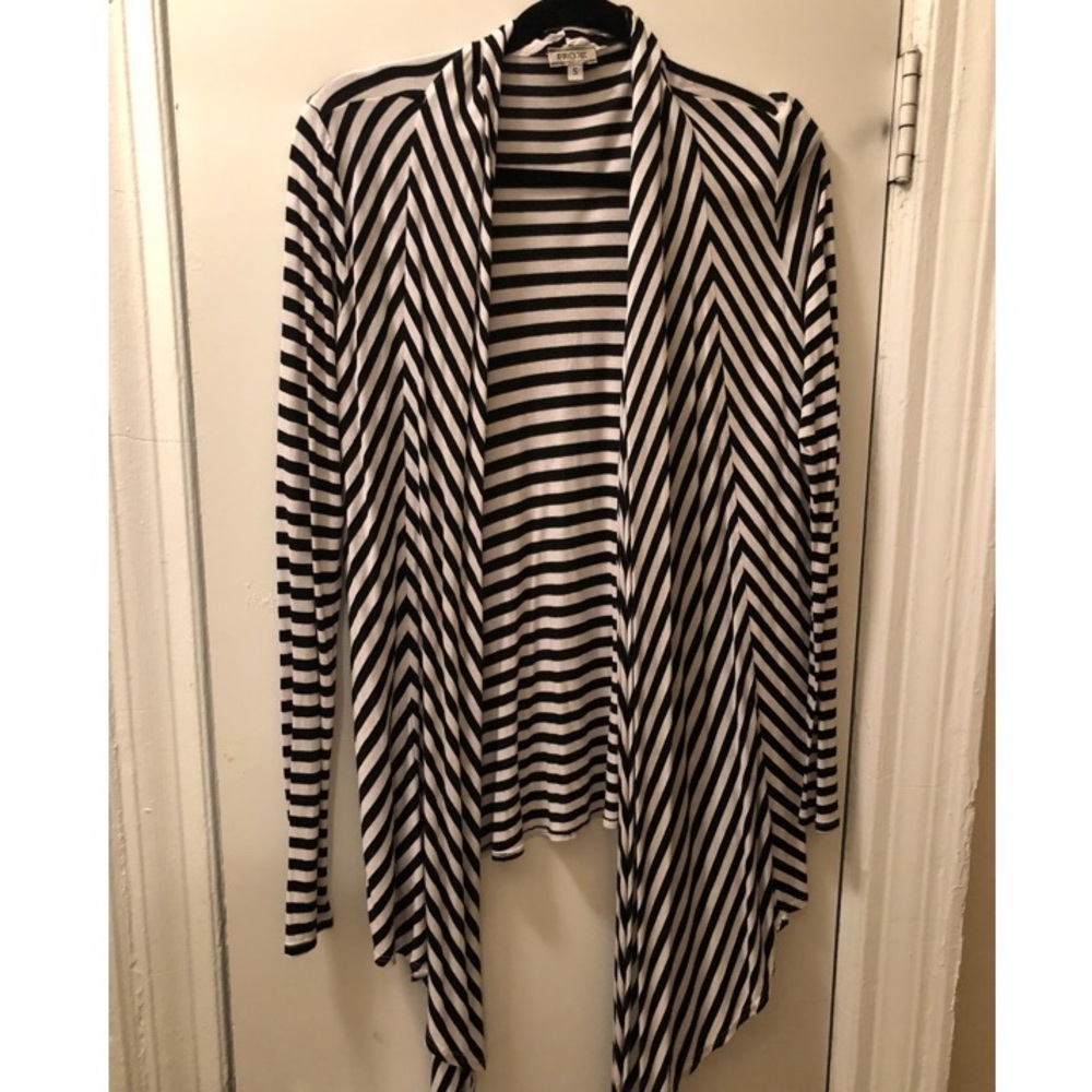 Black and white draped cardigan